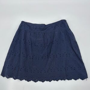 MAX STUDIO Women’s Navy Eyelet 100% Cotton Skirt Size 8 EUC